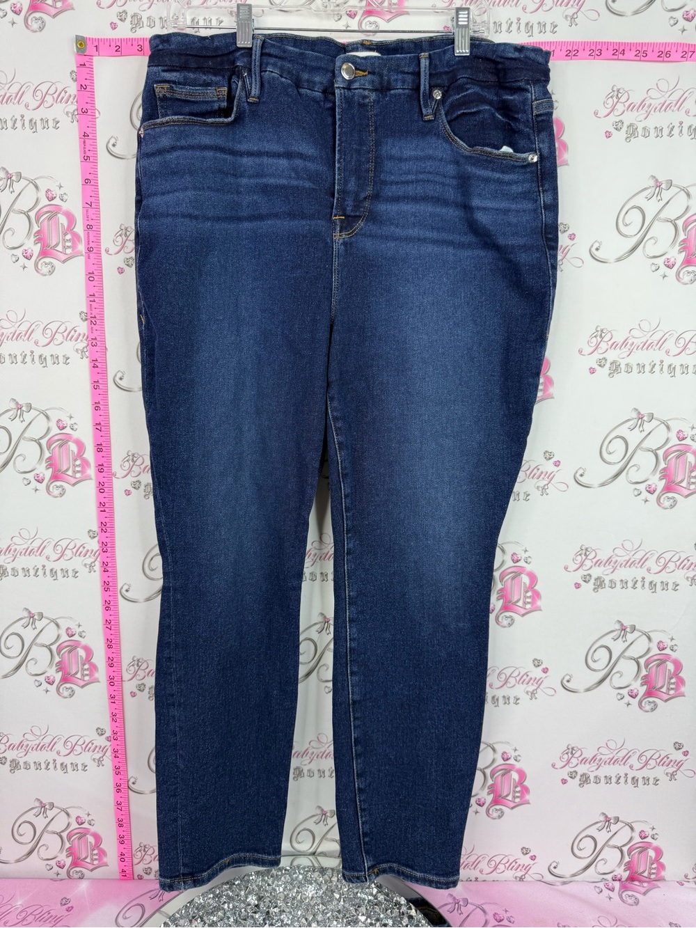 Good American jeans denim Dark Blue High-Rise Slim Jeans